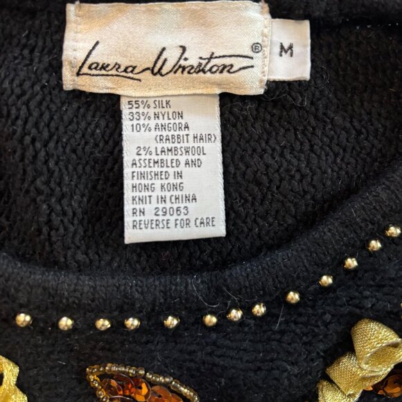 Laura Winston Sweater with Gold Dangle Beads - Embellished Knit - Picture 4 of 6